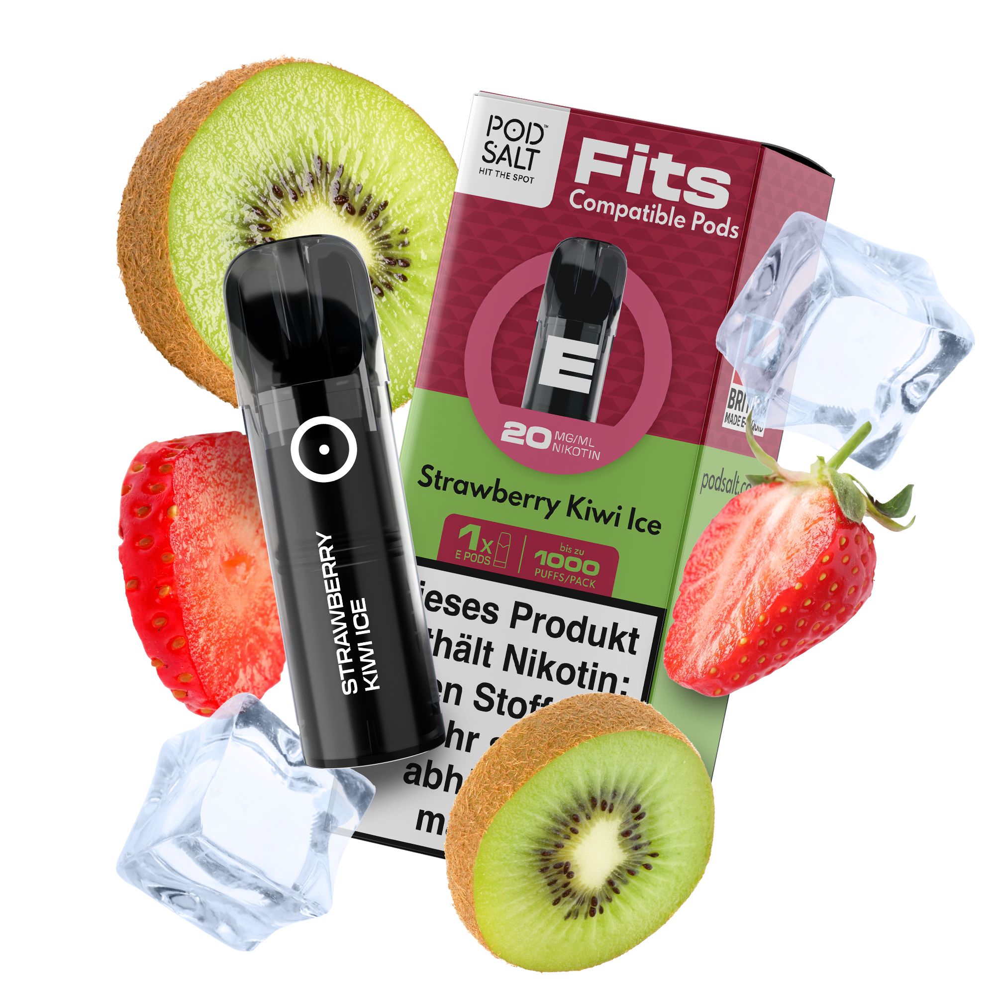 Pod Salt, Fits Pods Strawberry Kiwi Ice 20mg/ml (3er Pack)