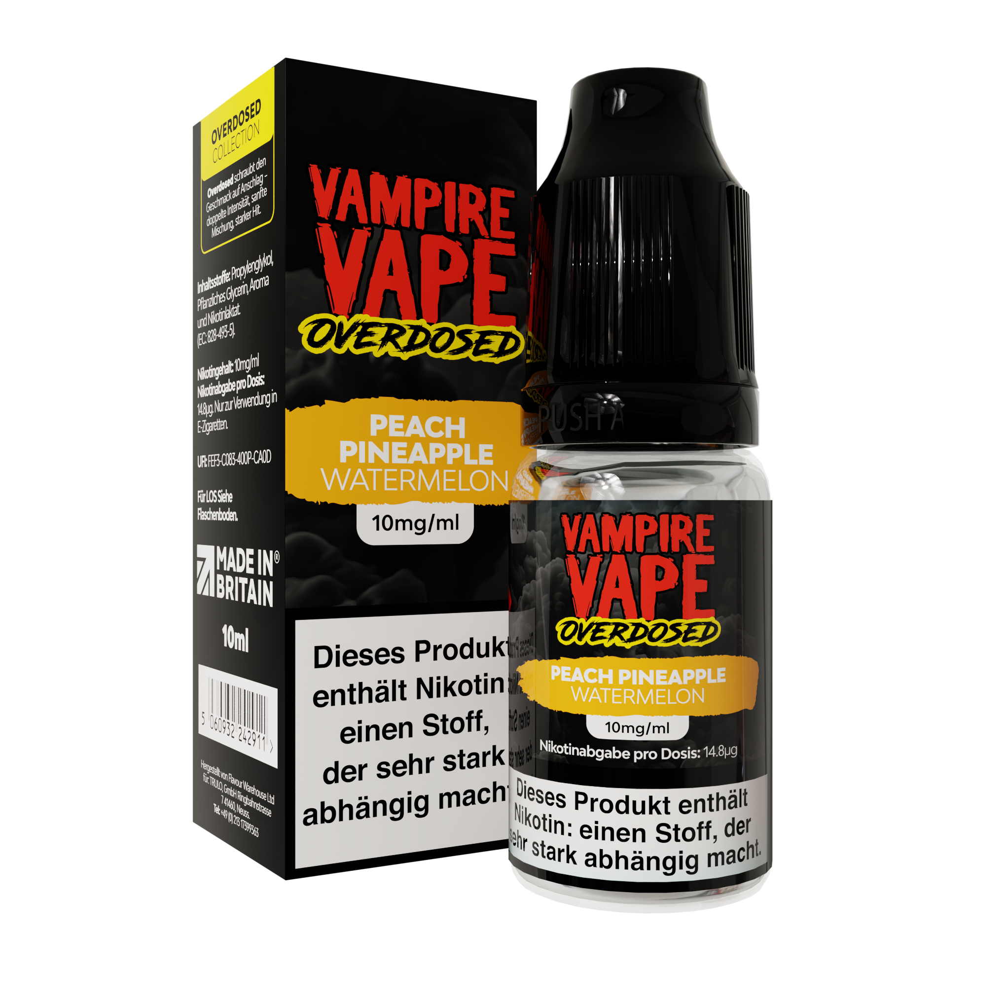 Vampire Vape Overdosed Nic Salt -  Pineapple Peach Watermelon - 10ml 10mg
