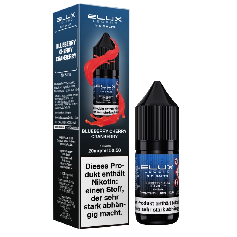 Elux Nic Salts 10ml - Blueberry Cherry Cranberry 10mg