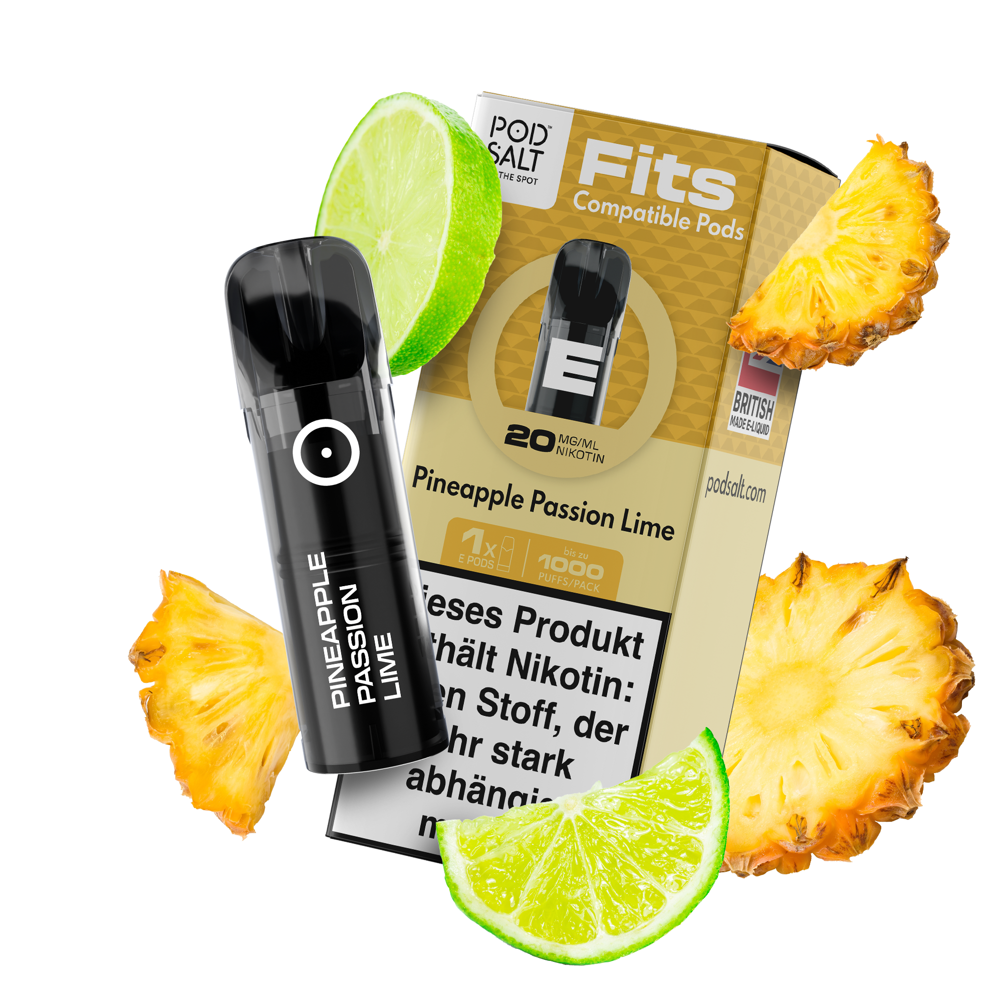 Pod Salt, Fits Pods Pineapple Passion Lime 20mg/ml (3er Pack)