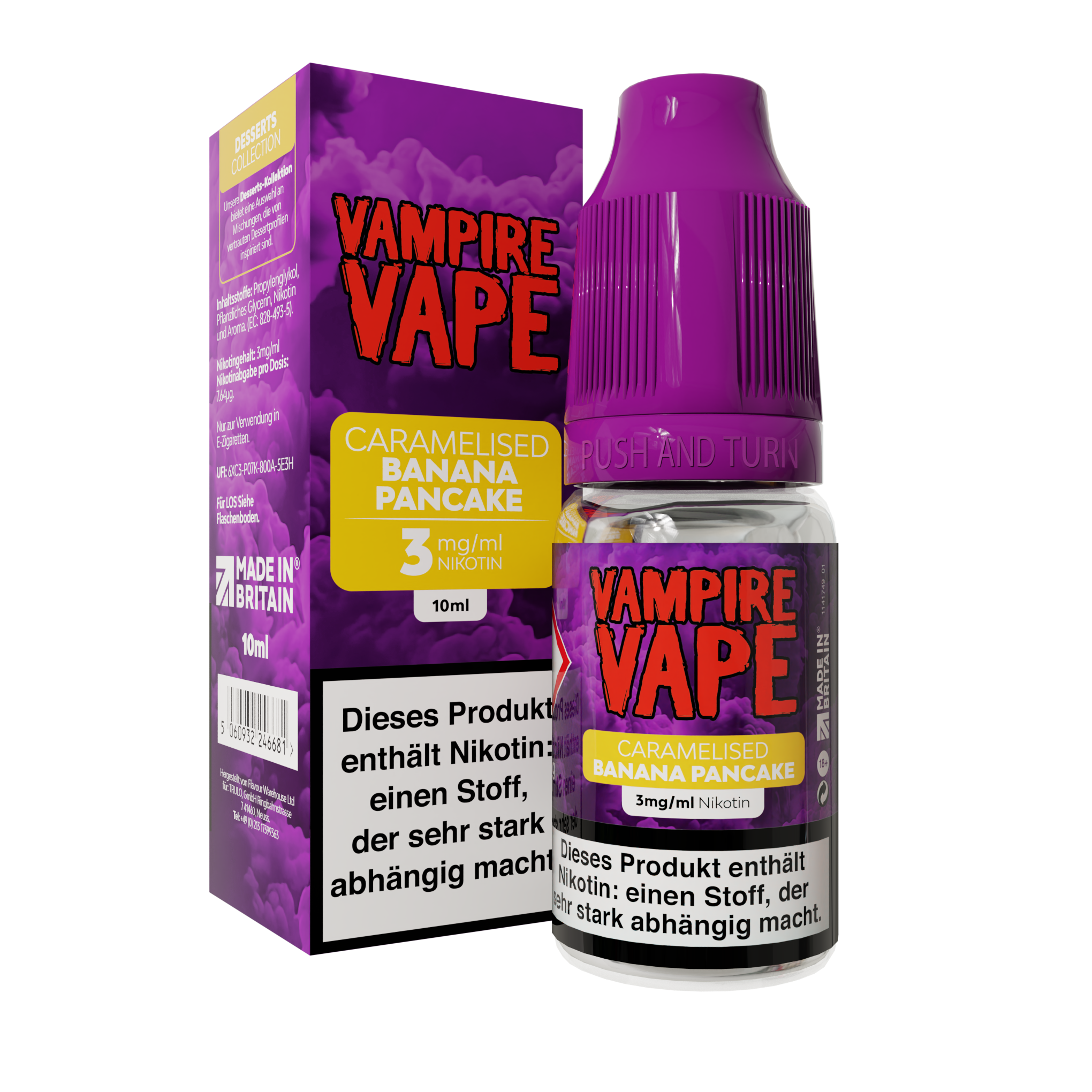 Vampire Vape, Desserts Collection, Caramelised Banana Pancake 10ml 3mg