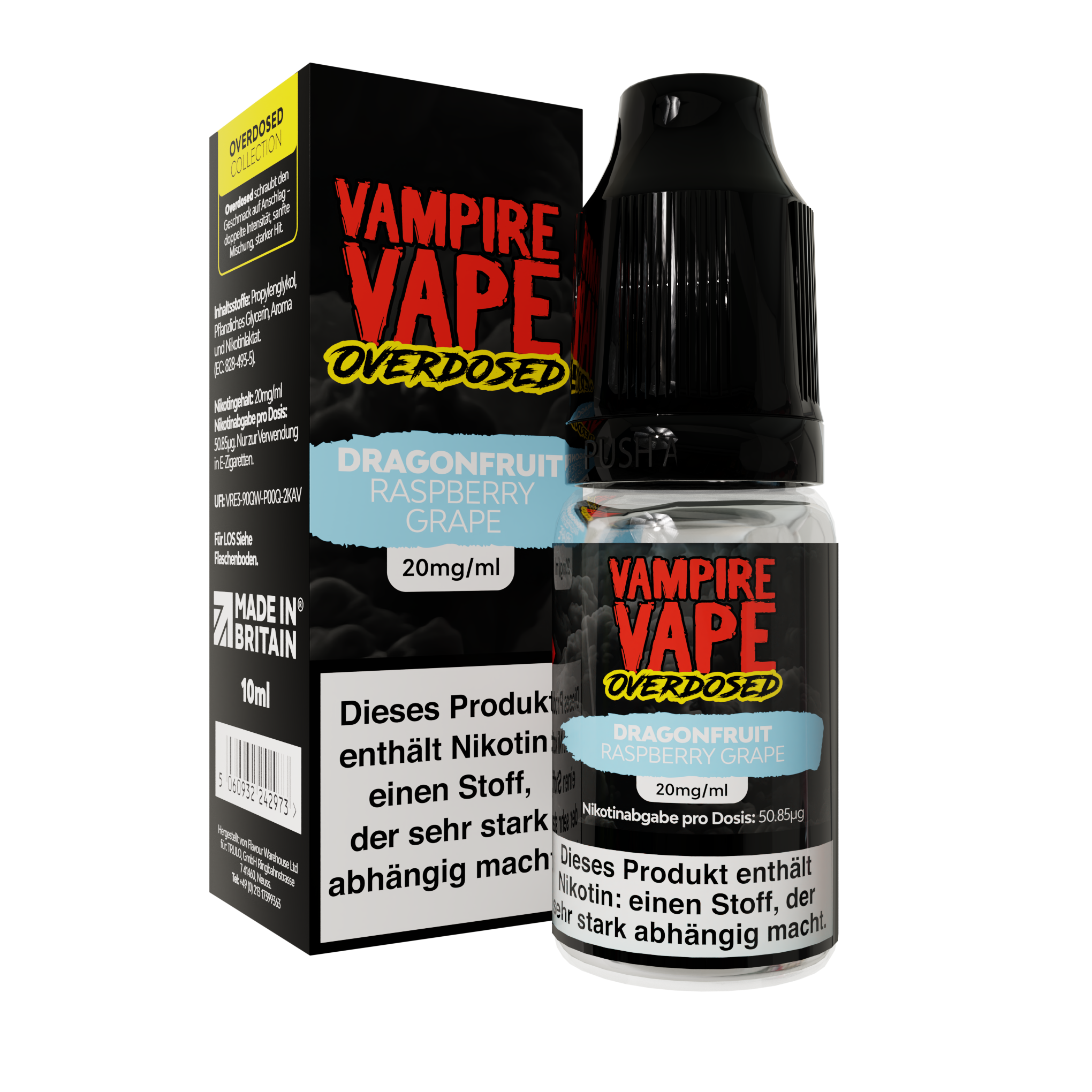 Vampire Vape Overdosed Nic Salt - Dragonfruit Raspberry Grape - 10ml 20mg