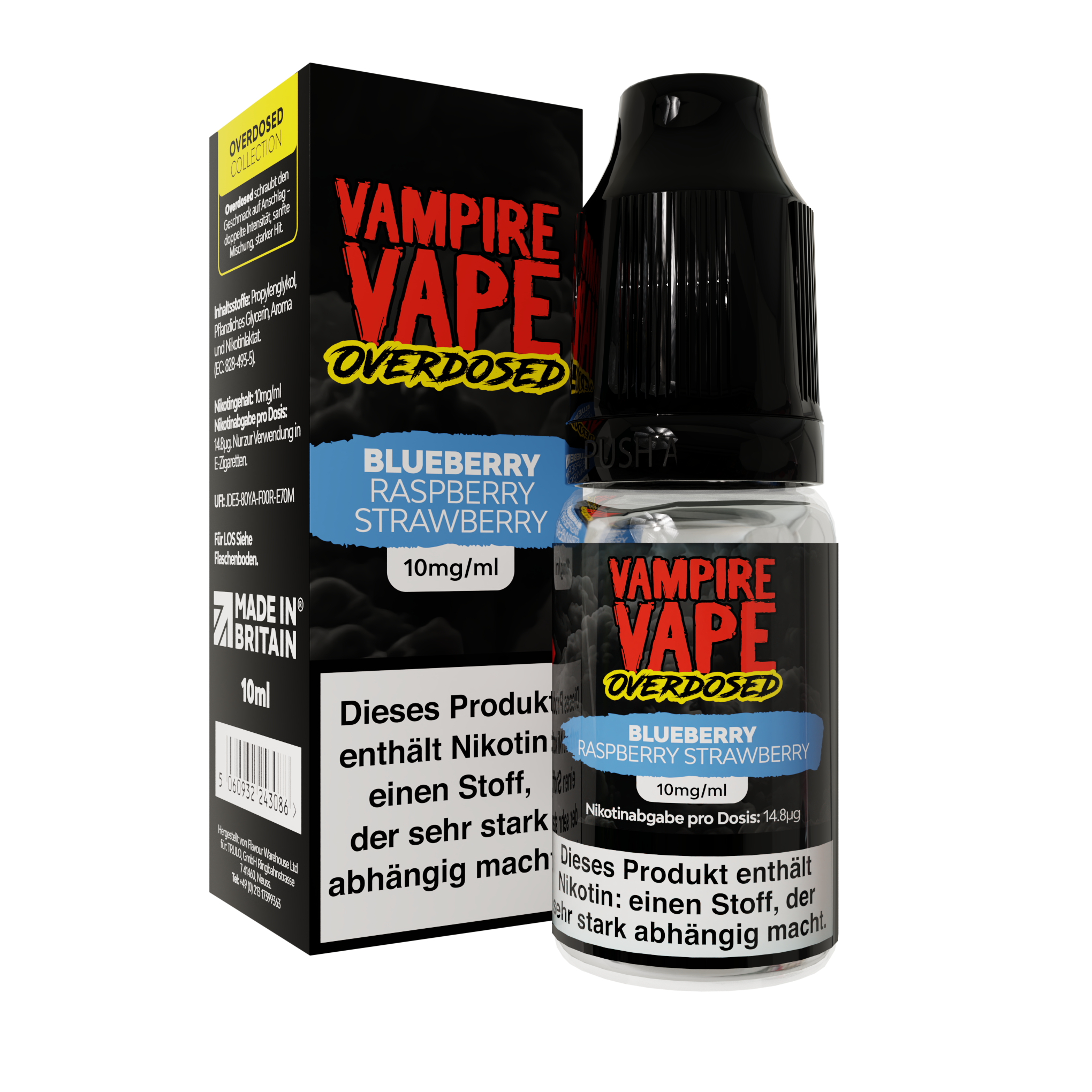 Vampire Vape Overdosed Nic Salt - Blueberry Raspberry Strawberry - 10ml