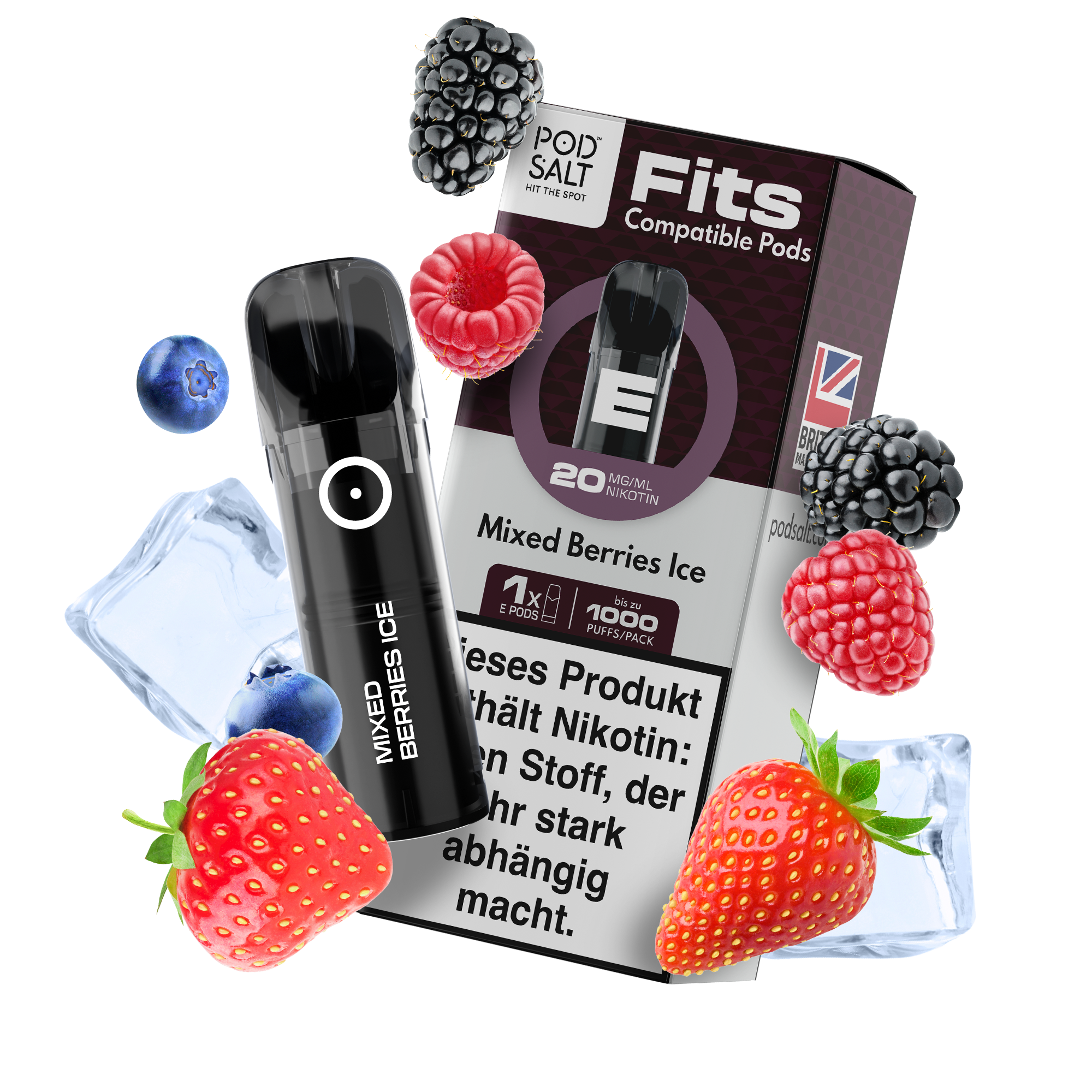 Pod Salt, Fits Pods Mixed Berries Ice 20mg/ml (3er Pack)