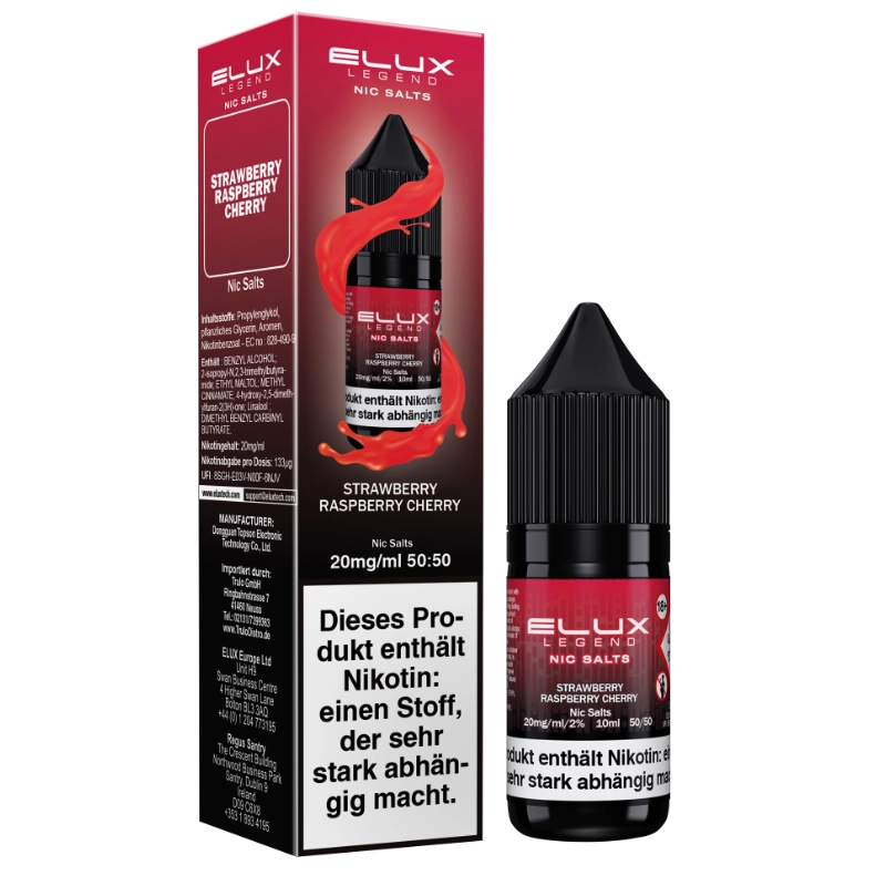 Elux Nic Salts 10ml - Strawberry Raspberry Cherry 10mg
