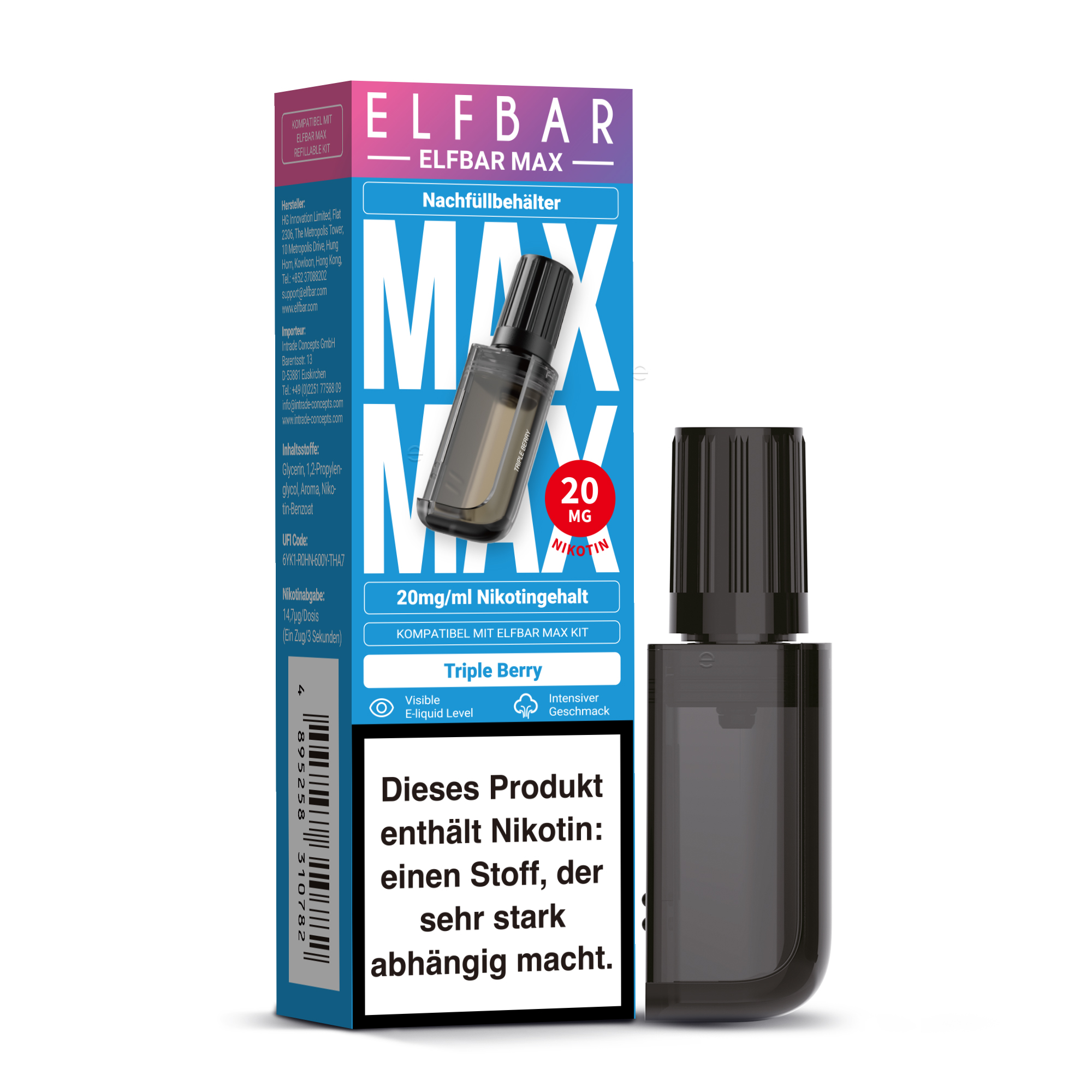 Elfbar Max, Refill Container, Triple Berry 20mg Elfbar Max, Refill Container, Triple Berry 20mg