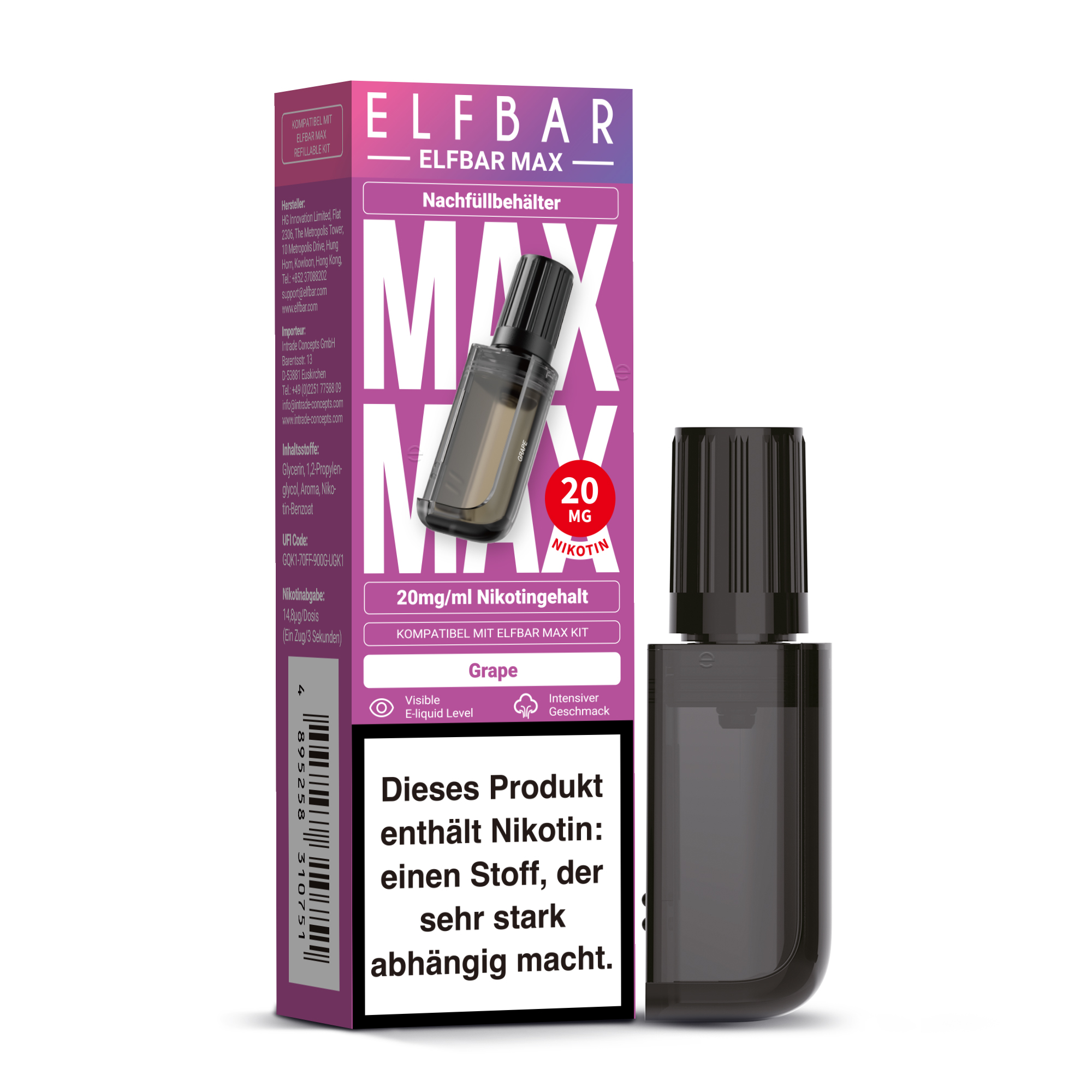 Elfbar Max, Refill Container, Grape 20mg