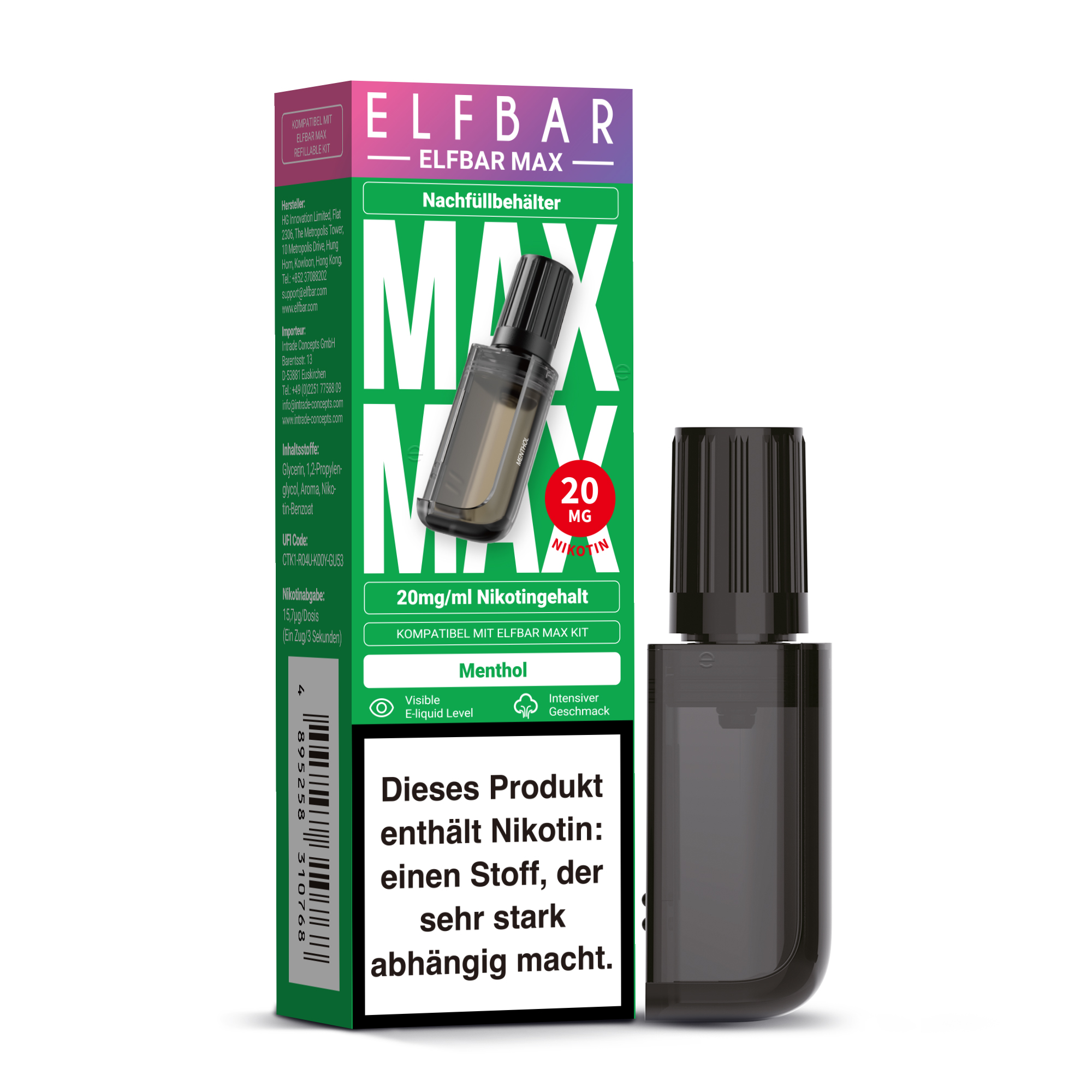 Elfbar Max, Refill Container, Menthol 20mg