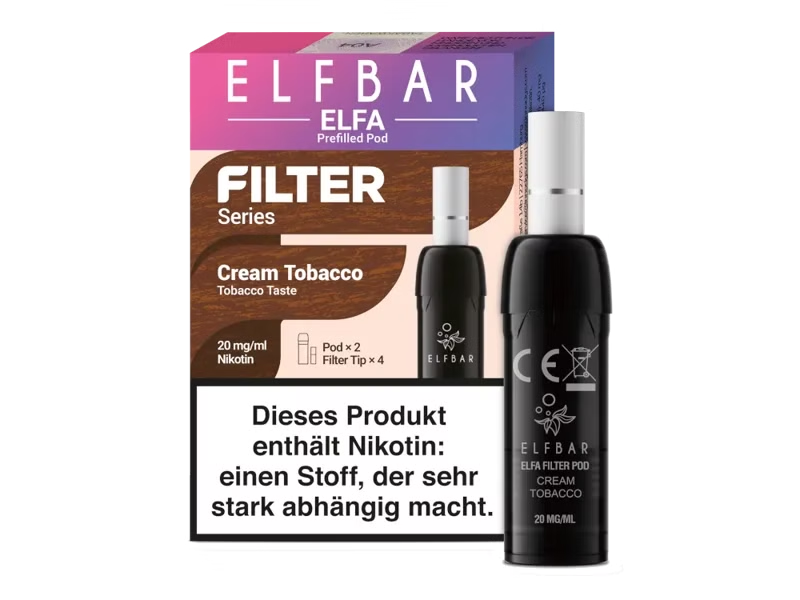 Elfbar, ELFA CP Prefilled Pod Cream Tobacco 20mg Filter Series